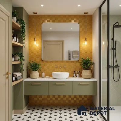 Metallic Wall Tile TL 05496 B Lustra Opulent Gold 2 ft x 1 ft Ceramic Metallic Finish - 9 mm | Suitable for Bathroom, Kitchen (Sample)