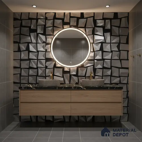 Metallic Wall Tile TL 05503 B Lustra Obsidian Flow 2 ft x 1 ft Ceramic Metallic Finish - 9 mm | Suitable for Bathroom, Kitchen