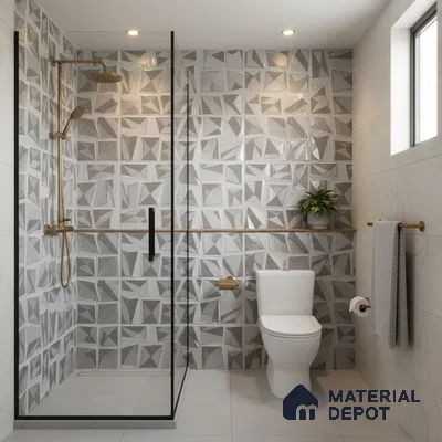 Metallic Wall Tile TL 05503 Lustra Glacial Flow 2 ft x 1 ft Ceramic Metallic Finish - 9 mm | Suitable for Bathroom, Kitchen