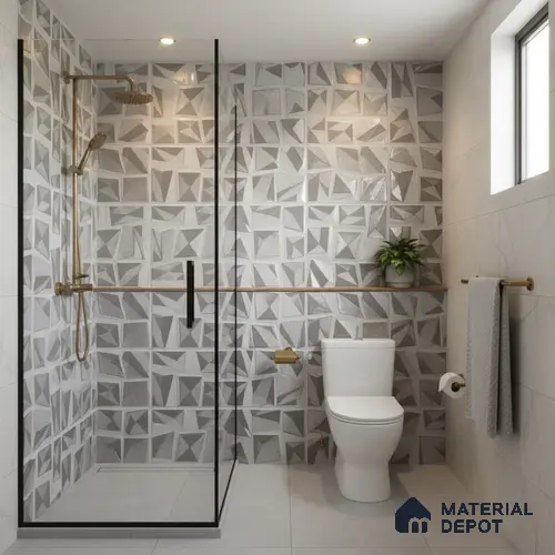 Metallic Wall Tile TL 05503 Lustra Glacial Flow 2 ft x 1 ft Ceramic Metallic Finish - 9 mm | Suitable for Bathroom, Kitchen