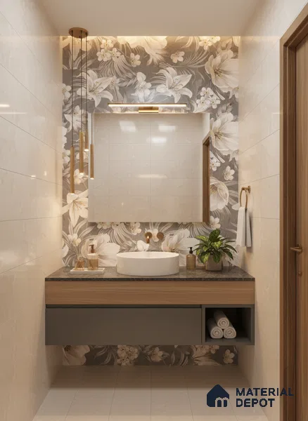 Floral Wall Tile TL 05509 B Lisburn Grey Decor 2 ft x 4 ft Vitrified Lush Plus Matte Finish - 9 mm | 4 Random Design | Suitable for Living Room, Bedroom, Bathroom, Kitchen