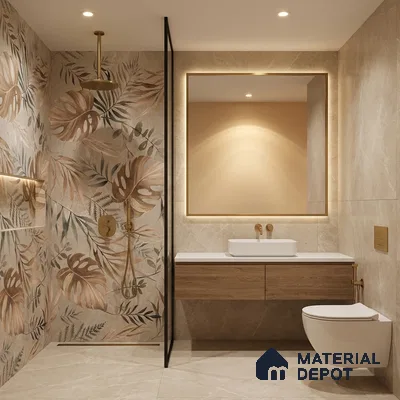 Floral Wall Tile TL 05510 C Lisburn Spring Decor 2 ft x 4 ft Vitrified Lush Plus Matte Finish - 9 mm | 4 Random Design | Suitable for Living Room, Bedroom, Bathroom, Kitchen (Sample)