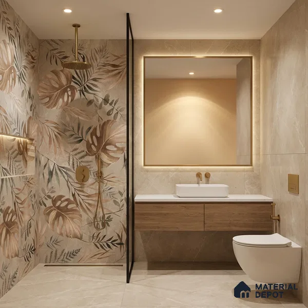 Floral Wall Tile TL 05510 C Lisburn Spring Decor 2 ft x 4 ft Vitrified Lush Plus Matte Finish - 9 mm | 4 Random Design | Suitable for Living Room, Bedroom, Bathroom, Kitchen (Sample)