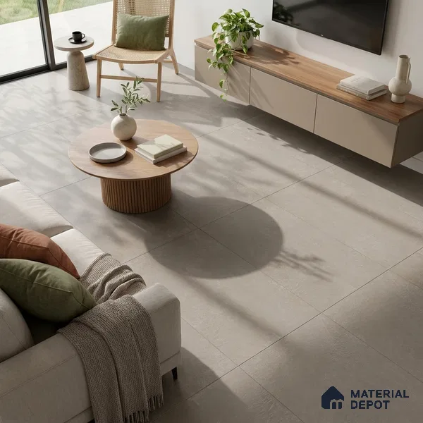 Cement Look Wall & Floor Matte Finish Mocha Vitrified Tile | TL 05516 C 4 ft x 2 ft - 9 mm | Suitable For Living Room, Hall & Study