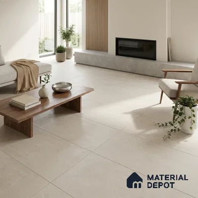 Cement Look Wall & Floor Matte Finish Almond Vitrified Tile | TL 05516 4 ft x 2 ft - 9 mm | Suitable For Living Room, Hall & Study