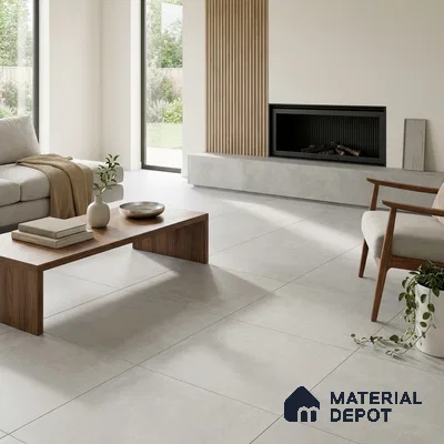 Cement Look Wall & Floor Matte Finish Ash Vitrified Tile | TL 05517 C 4 ft x 2 ft - 9 mm | Suitable For Living Room, Hall & Study