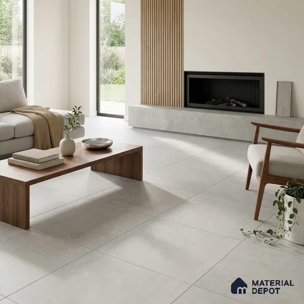 Cement Look Wall & Floor Matte Finish Ash Vitrified Tile | TL 05517 C 4 ft x 2 ft - 9 mm | Suitable For Living Room, Hall & Study