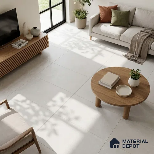 Cement Wall & Floor Tile TL 05517 Dove Grey 4 ft x 2 ft Matte Finish Vitrified Tile - 9 mm | 3 Random Design | Suitable For Living Room, Hall, Bedroom