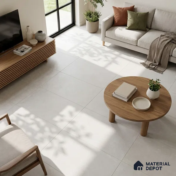 Cement Wall & Floor Tile TL 05517 Dove Grey 4 ft x 2 ft Matte Finish Vitrified Tile - 9 mm | 3 Random Design | Suitable For Living Room, Hall, Bedroom