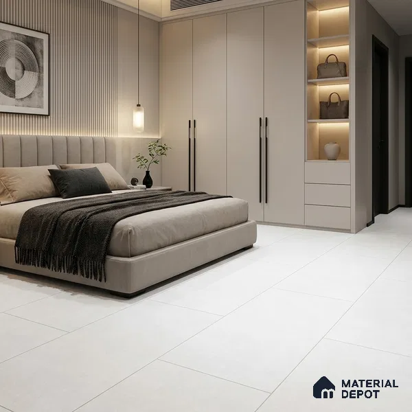 Cement Wall & Floor Tile TL 05520 E Ivory Pearl 4 ft x 2 ft Matte Finish Vitrified Tile - 9 mm | 4 Random Design | Suitable For Living Room, Hall, Bedroom