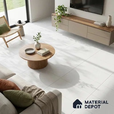 Cement Wall & Floor Tile TL 05520 E Ivory Pearl 4 ft x 2 ft Matte Finish Vitrified Tile - 9 mm | 4 Random Design | Suitable For Living Room, Hall, Bedroom