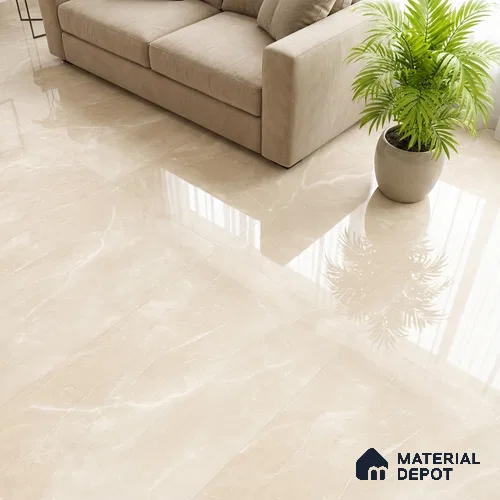 Marble Wall & Floor Tile TL 05529 B Luxe Crema 2 ft x 4 ft Vitrified Glossy Finish - 9 mm | 5 Random Design | Suitable for Living Room, Bedroom, Bathroom, Kitchen