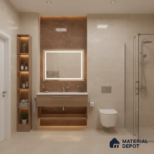 Marble Wall & Floor Tile TL 05529 C Luxe Brown 2 ft x 4 ft Vitrified Glossy Finish - 9 mm | 5 Random Design | Suitable for Living Room, Bedroom, Bathroom, Kitchen