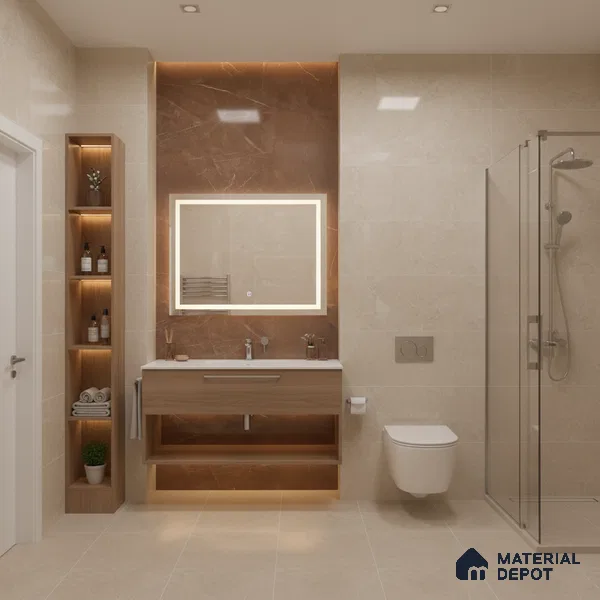Marble Wall & Floor Tile TL 05529 C Luxe Brown 2 ft x 4 ft Vitrified Glossy Finish - 9 mm | 5 Random Design | Suitable for Living Room, Bedroom, Bathroom, Kitchen