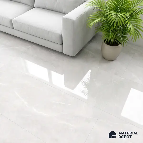 Marble Wall & Floor Tile TL 05529 Luxe Blanco 2 ft x 4 ft Vitrified Glossy Finish - 9 mm | 5 Random Design | Suitable for Living Room, Bedroom, Bathroom, Kitchen