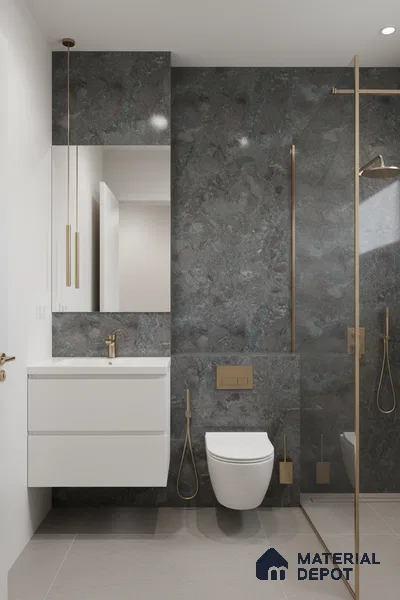 Marble Wall & Floor Tile TL 05534 C Lustro Aqua 2 ft x 4 ft Vitrified Glossy Finish - 9 mm | 8 Random Design | Suitable for Living Room, Bedroom, Bathroom, Kitchen (Sample)