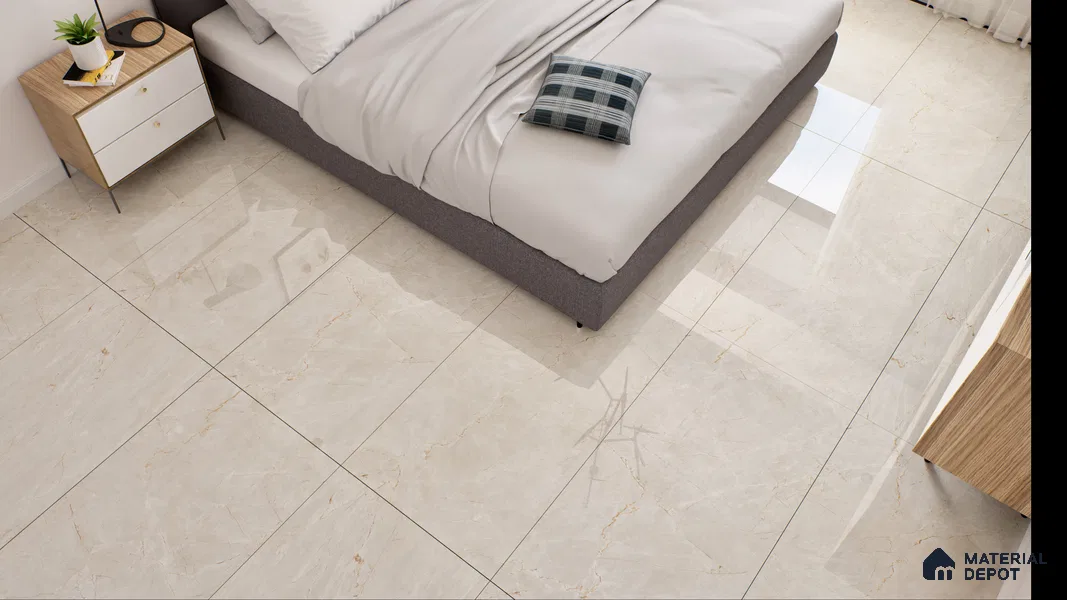 Marble Endless Crema Marfil Wall & Floor Tile TL 05537 Oat Beige 4 ft x 2 ft Glossy Finish Vitrified Tile - 9 mm | Suitable For Living Room, Bedroom, Dining