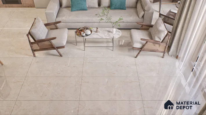 Marble Endless Crema Marfil Wall & Floor Tile TL 05537 Oat Beige 4 ft x 2 ft Glossy Finish Vitrified Tile - 9 mm | Suitable For Living Room, Bedroom, Dining
