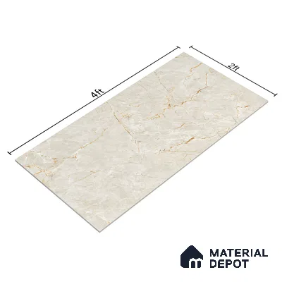 Marble Endless Crema Marfil Wall & Floor Tile TL 05537 Oat Beige 4 ft x 2 ft Glossy Finish Vitrified Tile - 9 mm | Suitable For Living Room, Bedroom, Dining