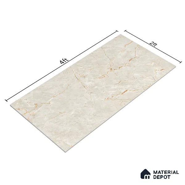 Marble Endless Crema Marfil Wall & Floor Tile TL 05537 Oat Beige 4 ft x 2 ft Glossy Finish Vitrified Tile - 9 mm | Suitable For Living Room, Bedroom, Dining