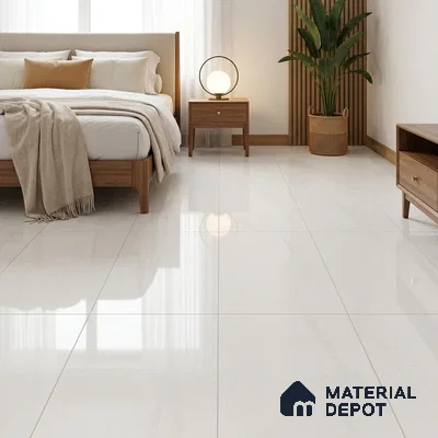 Marble Floor & Wall Tile | TL 05544 Alps Crystal White | 4ft x 2 ft Glossy Finish Vitrified Tile - 9 mm | Suitable For Living Room, Bedroom, Dining Area