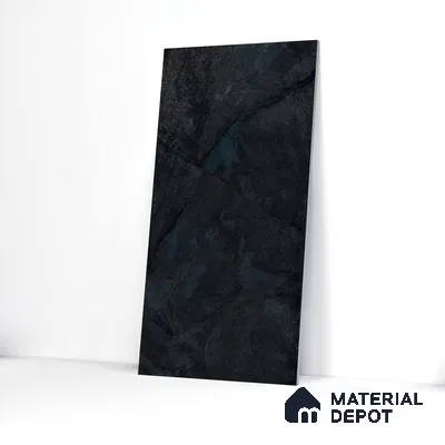 Marble Nero Marquina Wall & Floor Tile TL 05545 B Charcoal Black 4 ft x 2 ft High Gloss Finish Vitrified Tile - 9 mm | Suitable For Living Room, Bedroom, Dining