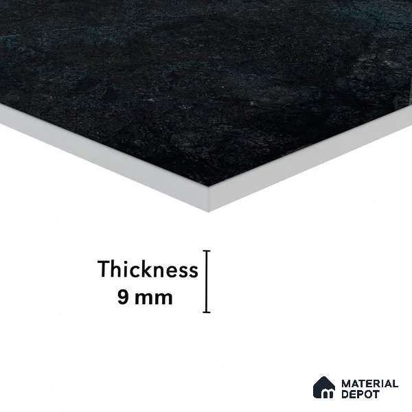 Marble Nero Marquina Wall & Floor Tile TL 05545 B Charcoal Black 4 ft x 2 ft High Gloss Finish Vitrified Tile - 9 mm | Suitable For Living Room, Bedroom, Dining