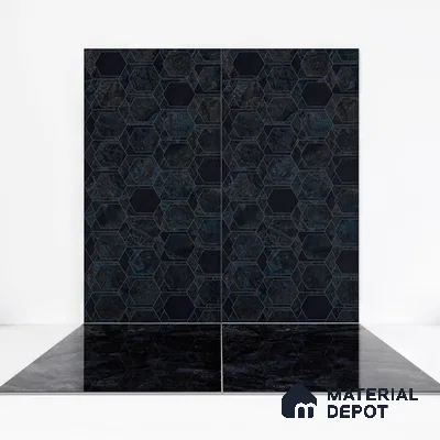 Marble Nero Marquina Wall & Floor Tile TL 05545 B Charcoal Black 4 ft x 2 ft High Gloss Finish Vitrified Tile - 9 mm | Suitable For Living Room, Bedroom, Dining