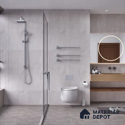 Cement Look Wall & Floor Matte Finish Grey Vitrified Tile | TL 05547 B 4 ft x 2 ft - 9 mm | Suitable For Living Room, Hall & Study