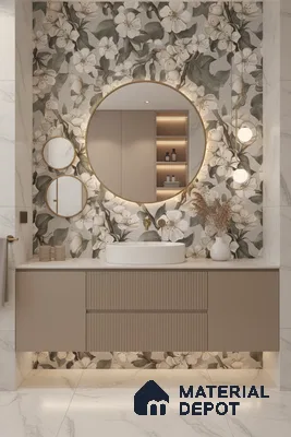 Floral Wall Tile TL 05547 Prestige Leaf Grey Decor 2 ft x 4 ft Vitrified Matte Finish - 9 mm  | Suitable for Living Room, Bedroom, Bathroom