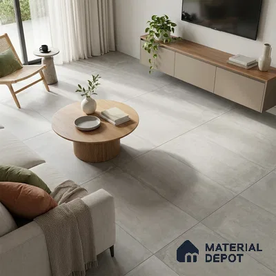 Cement Wall & Floor Tile TL 05553 B Dove Grey 4 ft x 2 ft Matte Finish Tile - 9 mm | Suitable For Living Room, Hall, Bedroom