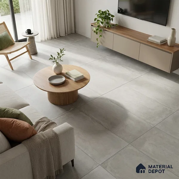 Cement Wall & Floor Tile TL 05553 B Dove Grey 4 ft x 2 ft Matte Finish Tile - 9 mm | Suitable For Living Room, Hall, Bedroom