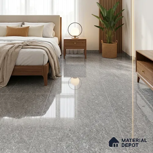 Marble Floor & Wall Double Charge Tile | TL 05556 B Tesla Ash 4 ft x 2 ft Glossy Finish Vitrified Tile | Suitable For Living Room, Bedroom, Kitchen