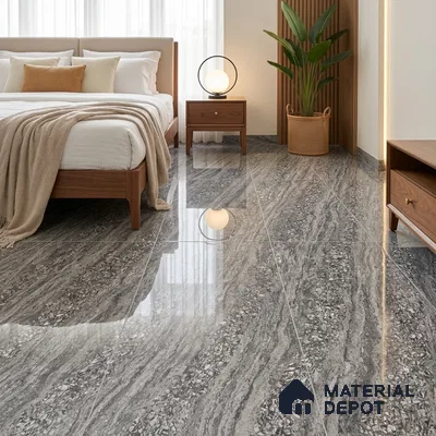 Marble Floor & Wall Double Charge Tile | TL 05557 B Arizona Ash 4 ft x 2 ft Glossy Finish Vitrified Tile | Suitable For Living Room, Bedroom, Kitchen