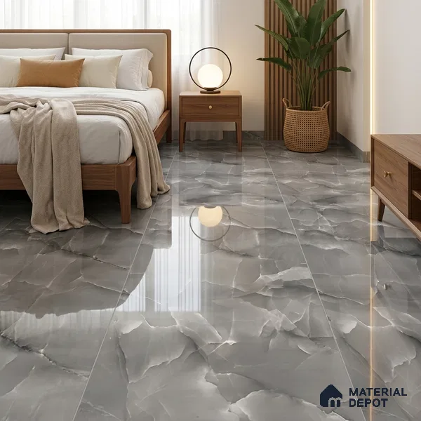 Marble Floor & Wall Tile TL 05563 B Lemsa Dark 4 ft x 2 ft Glossy Finish Vitrified Tile - 9 mm (Random 4)