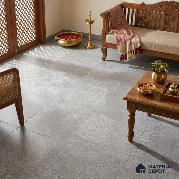 Marble & Highlighter Wall Tile TL 05564 Grey 4 ft x 2 ft Matte Finish Vitrified Tile - 9 mm | Suitable for Living Room, Dining, Feature / Accent Walls
