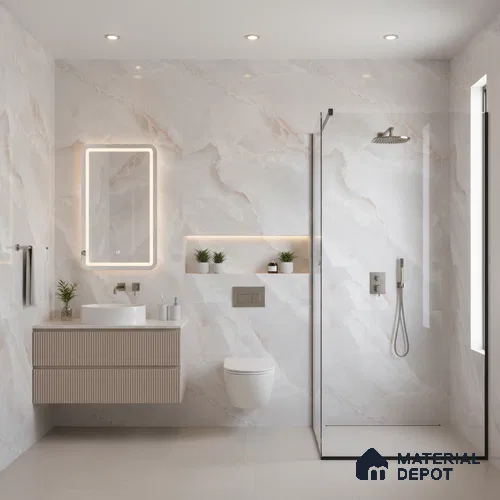 Marble Floor & Wall Tile TL 05569 Grey Carvista 4 ft x 2 ft Glossy Finish Vitrified Tile - 9 mm (Random 3)