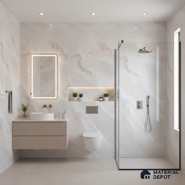Marble Floor & Wall Tile TL 05569 Grey Carvista 4 ft x 2 ft Glossy Finish Vitrified Tile - 9 mm (Random 3)