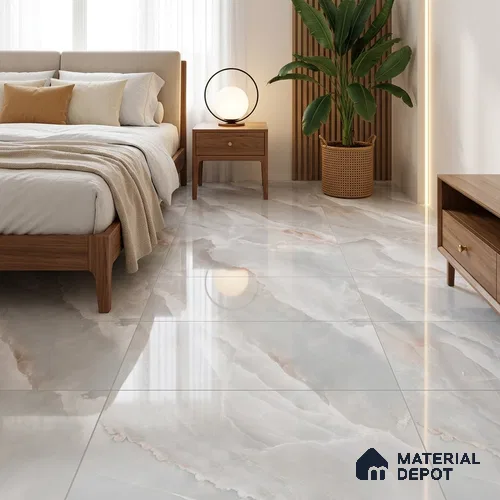 Marble Floor & Wall Tile TL 05569 Grey Carvista 4 ft x 2 ft Glossy Finish Vitrified Tile - 9 mm (Random 3)