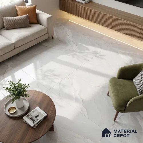 Marble Onyx Wall & Floor Tile TL 05569 Cool White 4 ft x 2 ft Glossy Finish Vitrified Tile - 9 mm | 3 Random Designs | Suitable For Living Room, Bedroom, Dining
