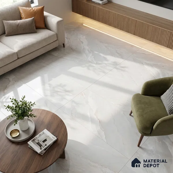Marble Onyx Wall & Floor Tile TL 05569 Cool White 4 ft x 2 ft Glossy Finish Vitrified Tile - 9 mm | 3 Random Designs | Suitable For Living Room, Bedroom, Dining