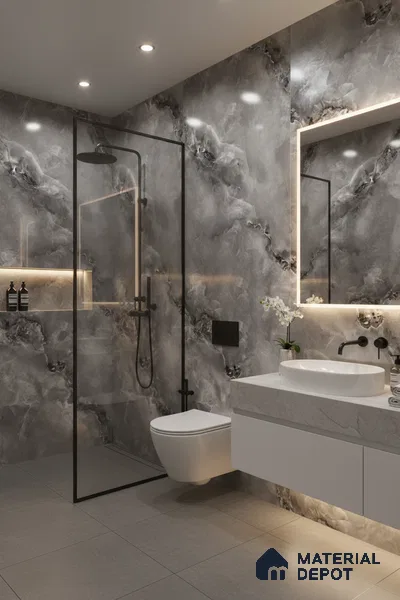 Marble Floor & Wall Tile TL 05573 Black Onyx Viser 4 ft x 2 ft Glossy Finish Vitrified Tile - 9 mm (Random 4)