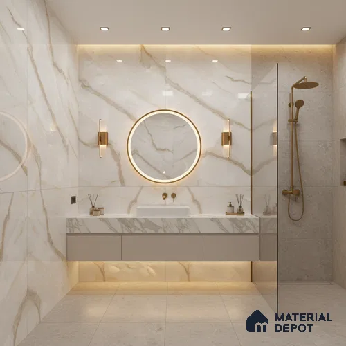 Budget Friendly Marble Floor & Wall Tile Value For Money TL 05577 Crema Alicant 4 ft x 2 ft - Vitrified Glossy Finish -9 mm | 4 Random Design | Suitable for Living Room, Bedroom & Bathroom
