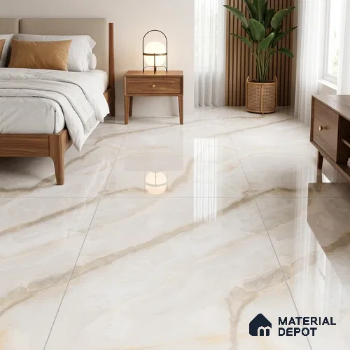 Budget Friendly Marble Floor & Wall Tile Value For Money TL 05577 Crema Alicant 4 ft x 2 ft - Vitrified Glossy Finish -9 mm | 4 Random Design | Suitable for Living Room, Bedroom & Bathroom