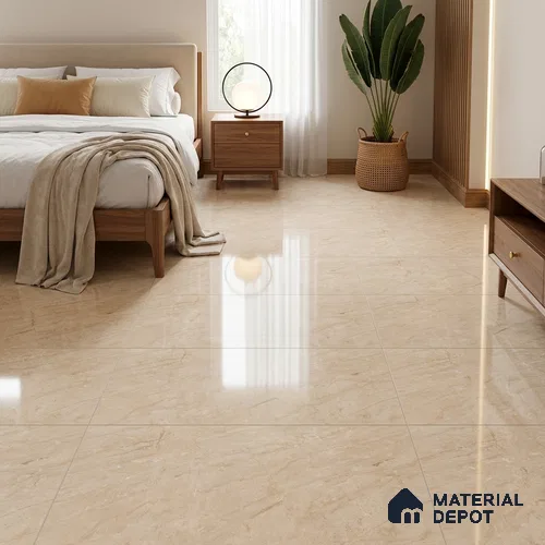 Budget Friendly Marble Floor & Wall Tile Value For Money TL 05579 Beige Terez Dayna 4 ft x 2 ft - Vitrified Glossy Finish -9 mm | 4 Random Design | Suitable for Living Room, Bedroom & Bathroom