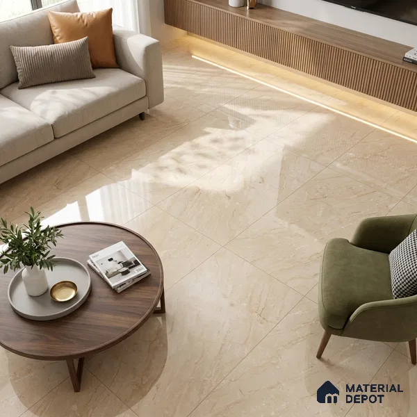 Budget Friendly Marble Endless Wall & Floor Value For Money Tile TL 05579 Sand Beige 4 ft x 2 ft Glossy Finish Vitrified Tile - 9 mm | 4 Random Designs | Suitable For Living Room, Bedroom, Dining