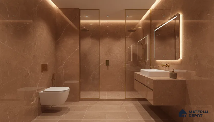 Budget Friendly Marble Floor & Wall Tile Value For Money TL 05580 Brown Armani Royal 4 ft x 2 ft - Vitrified Glossy Finish -9 mm | Suitable for Living Room, Bedroom & Bathroom