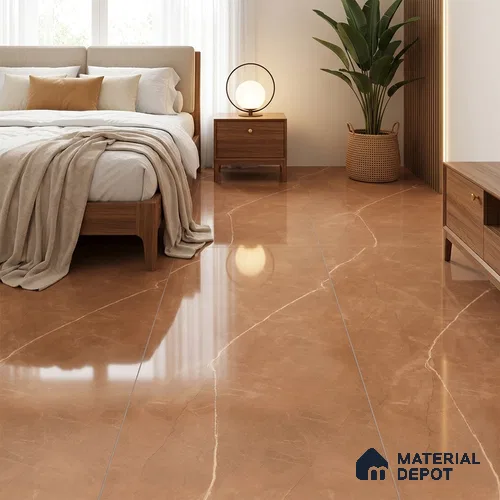 Budget Friendly Marble Floor & Wall Tile Value For Money TL 05580 Brown Armani Royal 4 ft x 2 ft - Vitrified Glossy Finish -9 mm | Suitable for Living Room, Bedroom & Bathroom