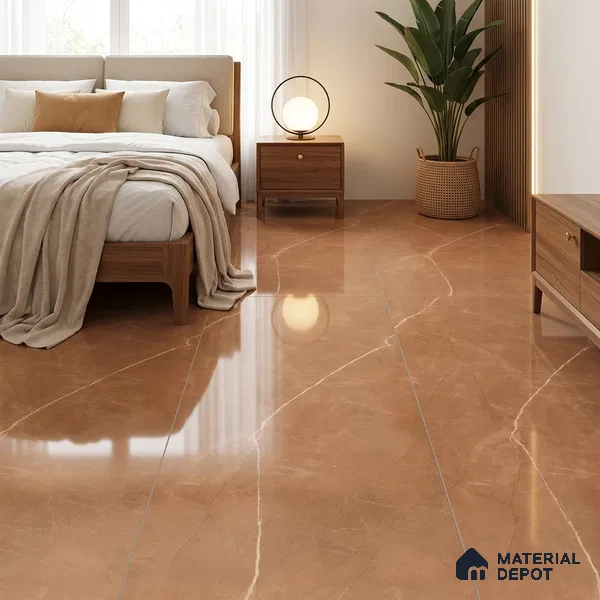 Budget Friendly Marble Floor & Wall Tile Value For Money TL 05580 Brown Armani Royal 4 ft x 2 ft - Vitrified Glossy Finish -9 mm | Suitable for Living Room, Bedroom & Bathroom