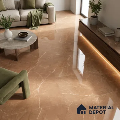 Budget Friendly Marble Armani Brown Wall & Floor Value For Money Tile TL 05580 Oak Brown 4 ft x 2 ft Glossy Finish Vitrified Tile - 9 mm | Suitable For Living Room, Bedroom, Dining